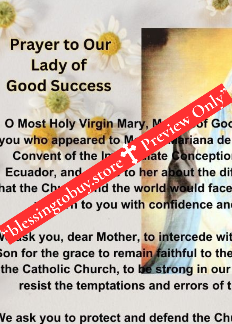 Prayer to OUR LADY OF GOOD SUCCESS/Pocket Size (2.5" x 3.5") /Printable Prayer Card PDF/Digital Download