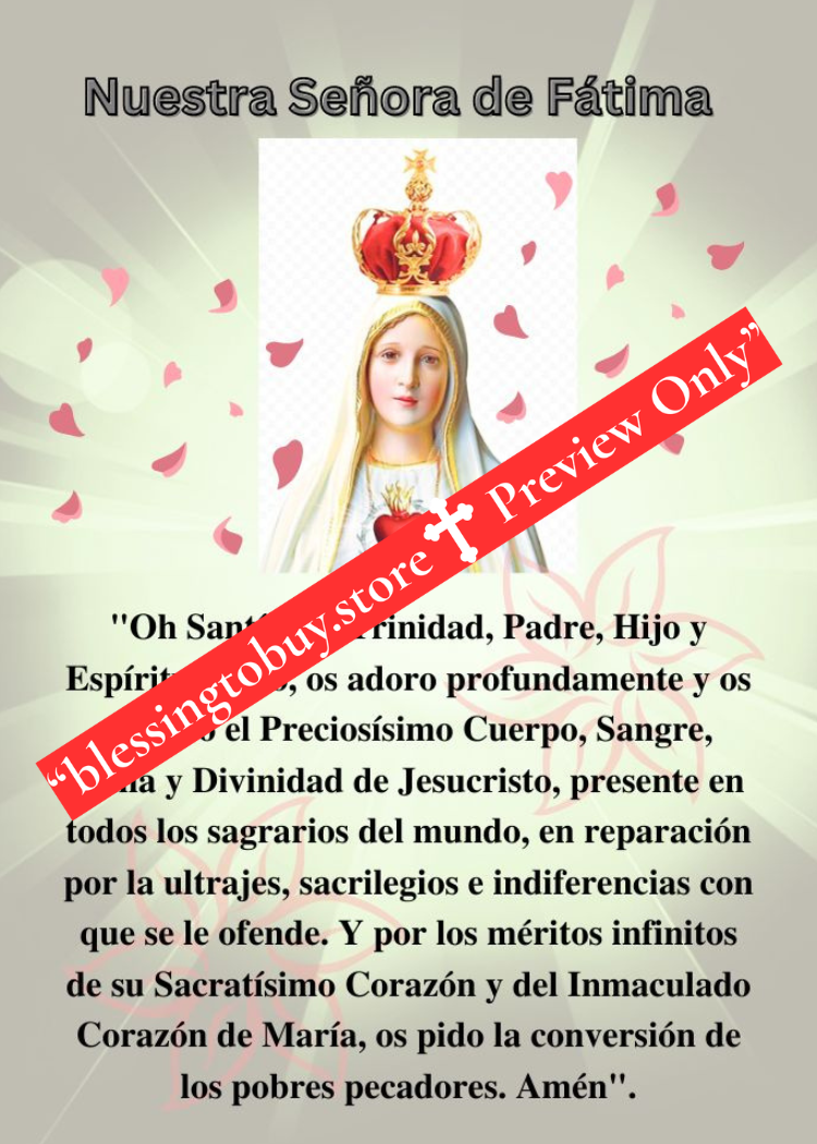 NUESTRA SEÑORA DE FÁTIMA/El Santo Rosario, Portugal y quienes buscan la paz y la conversión/ Tamaño de bolsillo (2.5" x 3.5") Tarjeta de oración imprimible PDF/Descarga digital