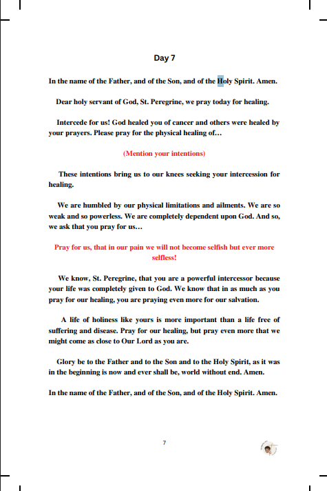 SAINT PEREGRINE 9 DAYS Novena Prayer/PATRON SAINT OF CANCER PATIENTS/DIGITAL DOWNLOAD/PRINTABLE (PDF FORMAT)/ 3.5 X 5.5 inches