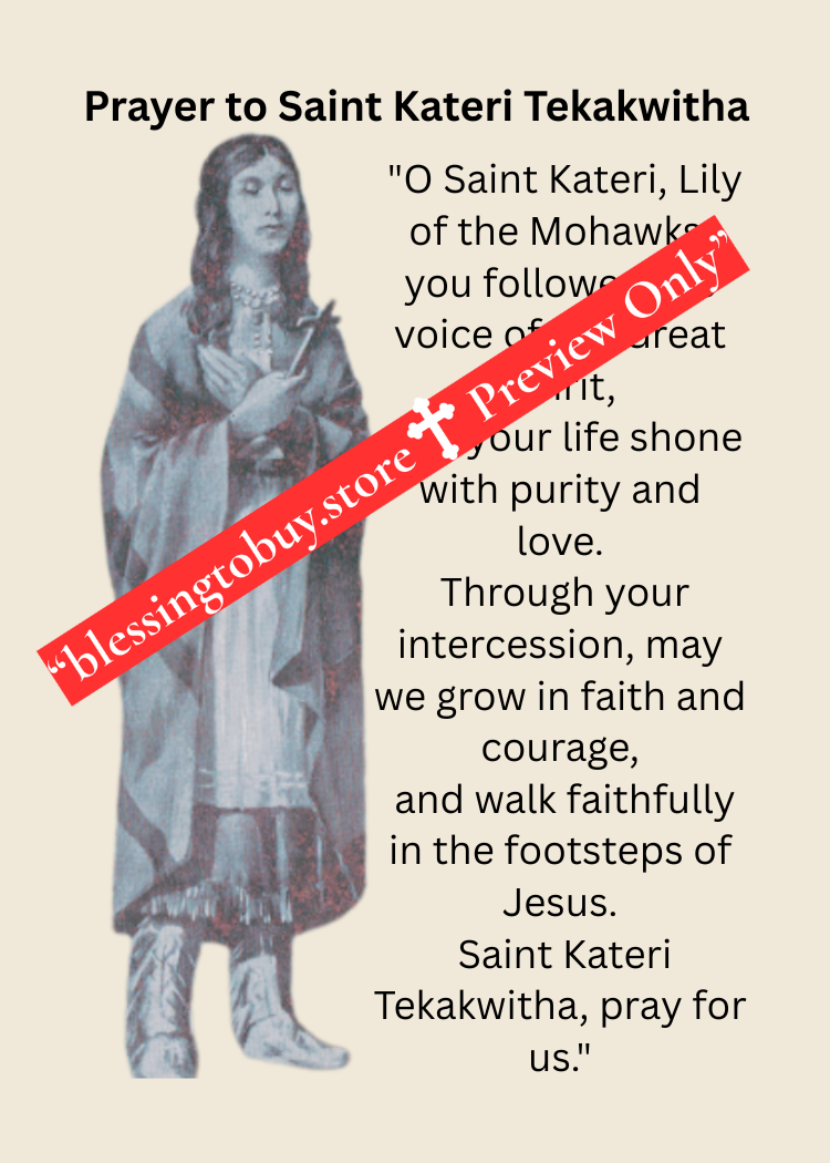 SAINT KATERI TEKAKWITHA /Pocket Size (2.5"S x 3.5") Printable Prayer Card PDF/Digital Download