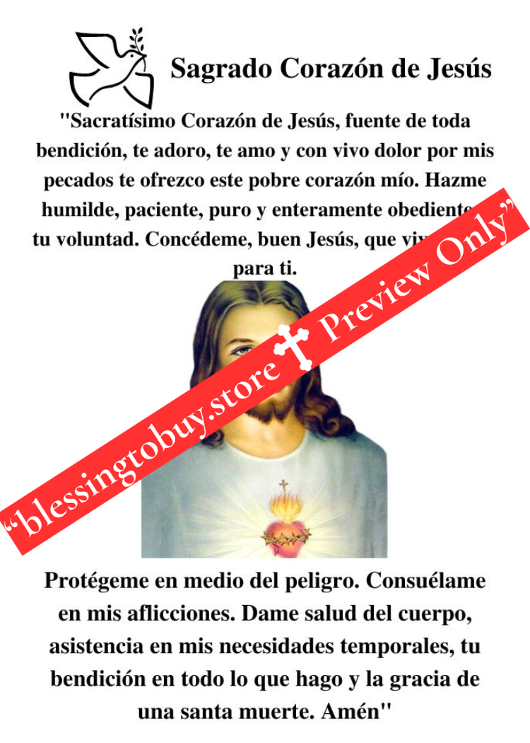 ORACIÓN DEL SAGRADO CORAZÓN DE JESÚS Tamaño de bolsillo (2.5" x 3.5") Tarjeta de oración imprimible PDF/Descarga digital