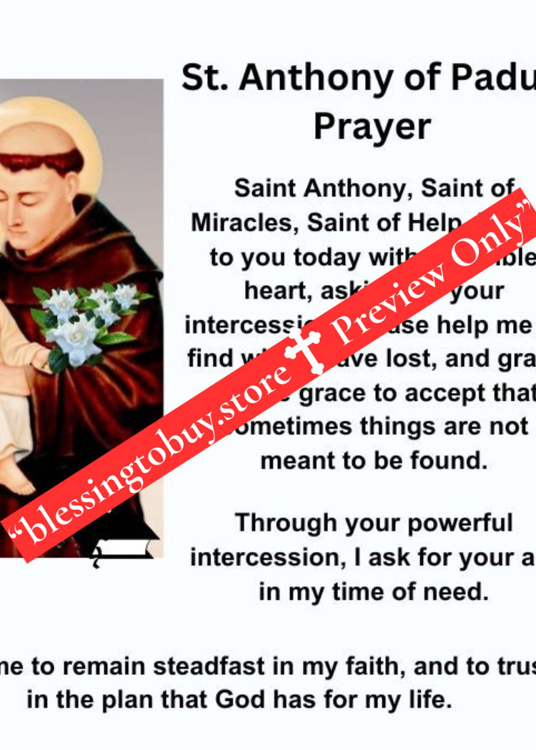 SAINT ANTHONY OF PADUA PRAYER/Pocket Size (2.5" x 3.5") Printable Prayer Card PDF/Digital Download