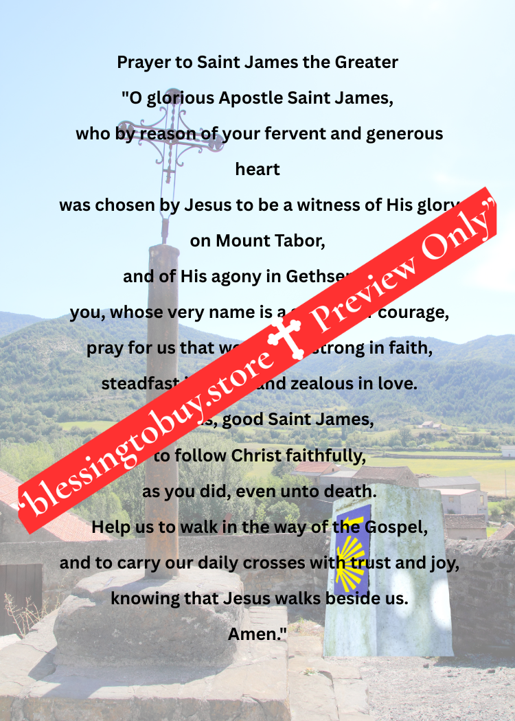 SAINT JAMES THE GREATER PRAYER/Pocket Size (2.5" x 3.5") Printable Prayer Card PDF/Digital Download