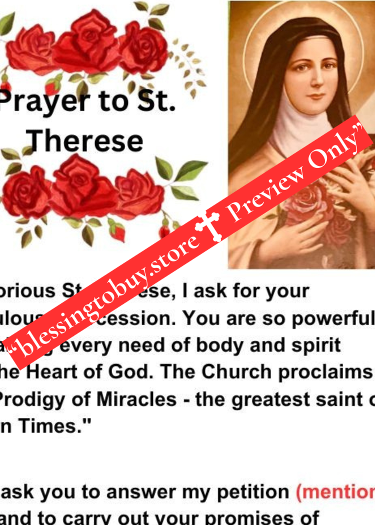 PRAYER TO SAINT THERESE/ Pocket Size (2.5" x 3.5") Printable Prayer Card PDF/Digital Download