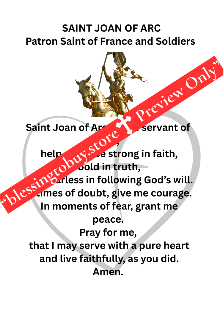 SAINT JOAN OF ARC PRAYER/Pocket Size (2.5" x 3.5") Printable Prayer Card PDF/Digital Download