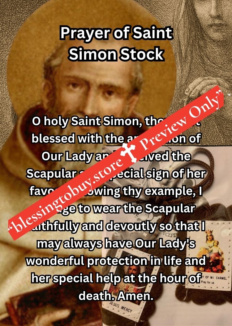 SAINT SIMON STOCK PRAYER/Pocket Size (2.5" x 3.5") Printable Prayer Card PDF/Digital Download