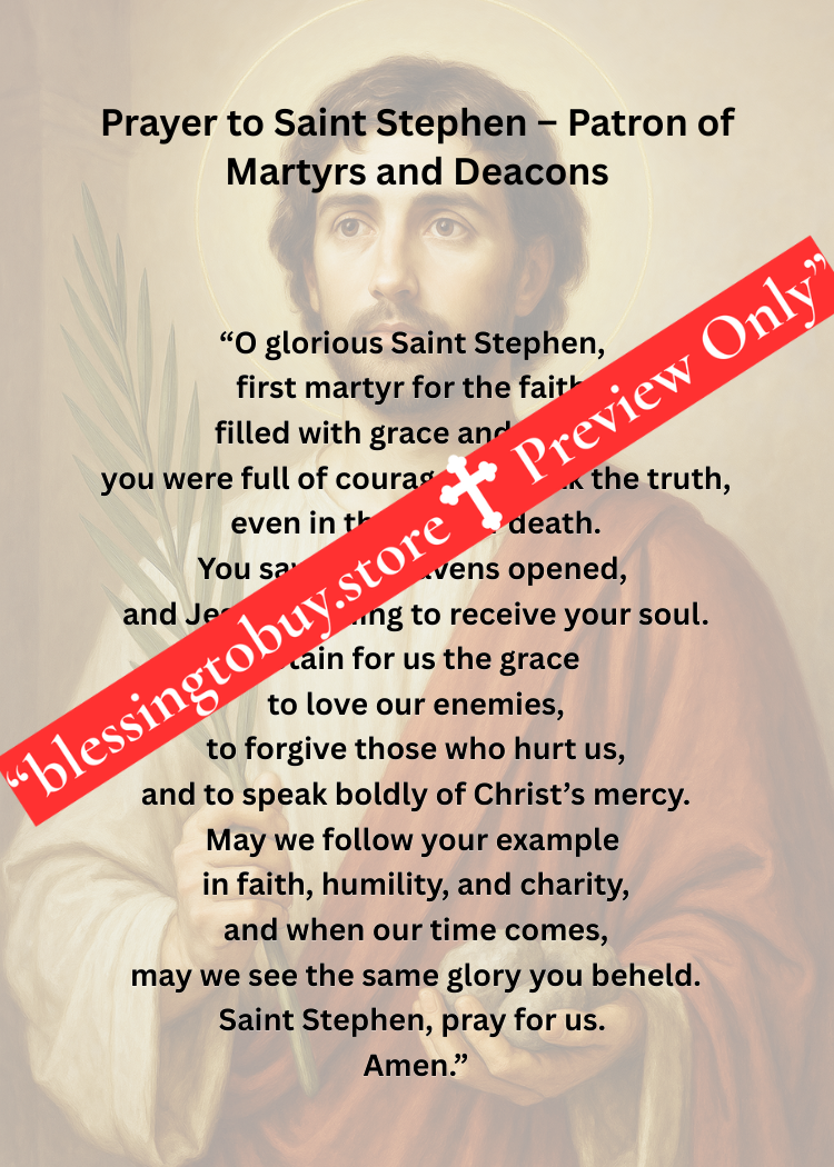 SAINT STEPHEN PRAYER/Pocket Size (2.5" x 3.5") Printable Prayer Card PDF/Digital Download
