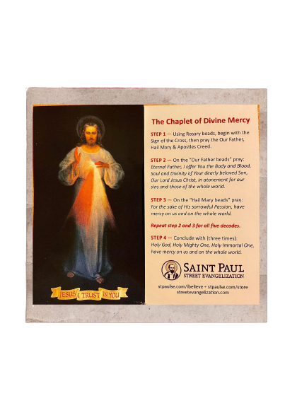 THE CHAPLET OF DIVINE MERCY/ PRINTED HOLY CARD/ 2" x 3.5"