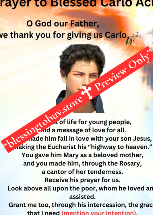 PRAYER TO BLESSED CARLO ACUTIS/(2.5" x 3.5") Printable Prayer Card PDF/Digital Download