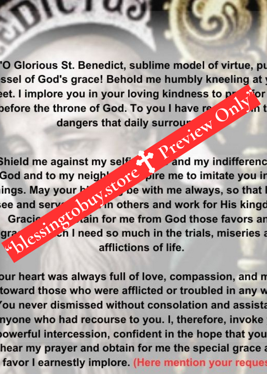 SAINT BENEDICT PRAYER/Pocket Size (2.5" x 3.5") Printable Prayer Card PDF/Digital Download