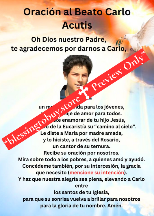 ORACIÓN AL BEATO CARLO ACUTIS/(2.5" x 3.5") Tarjeta de Oración Imprimible PDF/Descarga Digital