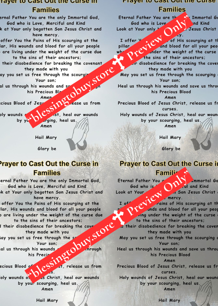 PRAYER TO CAST OUT CURSE IN FAMILIES /2 x 2 Grid /Printable Prayer Card/PDF/Digital Download