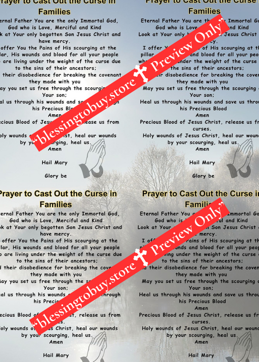 PRAYER TO CAST OUT CURSE IN FAMILIES /2 x 2 Grid /Printable Prayer Card/PDF/Digital Download