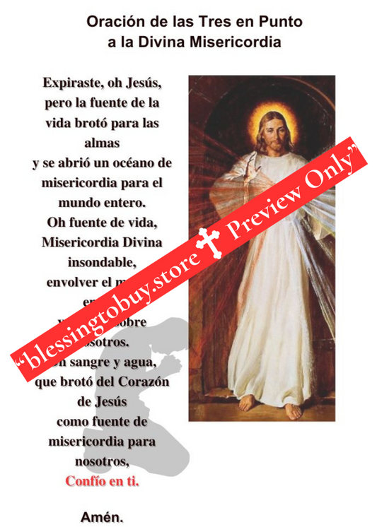 DIVINA MISERICORDIA Oración de las tres en punto/ Tamaño de bolsillo (2.5" x 3.5") Tarjeta de oración imprimible PDF/Descarga digital