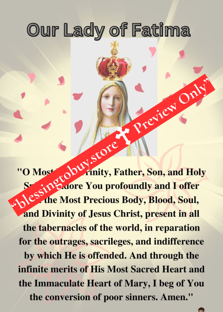 OUR LADY OF FATIMA Pocket Size (2.5" x 3.5") Printable Prayer Card PDF/Digital Download