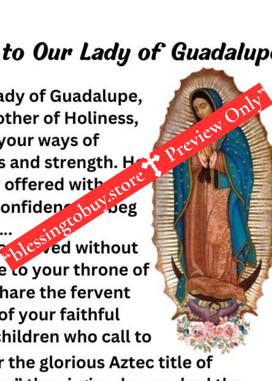 Prayer to Our Lady of Guadalupe/ Pocket Size (2.5" x 3.5") Printable Prayer Card PDF/Digital Download