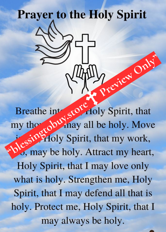 PRAYER TO THE HOLY SPIRIT Pocket Size (2.5" x 3.5") Printable Prayer Card PDF/Digital Download