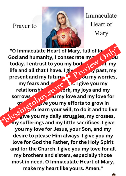 IMMACULATE HEART OF MARY Prayer Pocket Size (2.5" x 3.5") Printable Prayer Card PDF/Digital Download