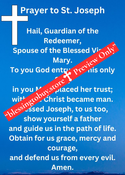 PRAYER TO SAINT JOSEPH Pocket Size (2.5" x 3.5") Printable Prayer Card PDF/Digital Download