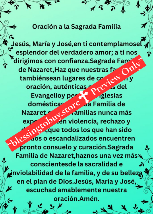 ORACIÓN A LA SAGRADA FAMILIA/ Tamaño de bolsillo (2.5" x 3.5") Tarjeta de oración imprimible PDF/Descarga digital