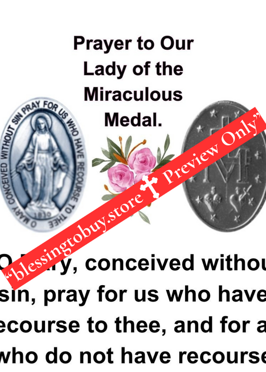 THE MIRACULOUS MEDAL PRAYER/Pocket Size (2.5" x 3.5") Printable Prayer Card PDF/Digital Download