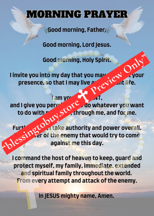 MORNING PRAYER/ Pocket Size (2.5" x 3.5") Printable Prayer Card PDF/Digital Download