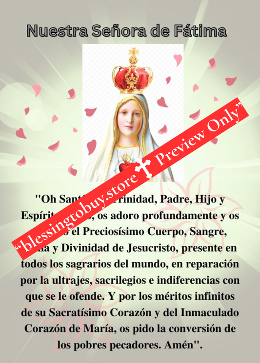 NUESTRA SEÑORA DE FÁTIMA/El Santo Rosario, Portugal y quienes buscan la paz y la conversión/ Tamaño de bolsillo (2.5" x 3.5") Tarjeta de oración imprimible PDF/Descarga digital