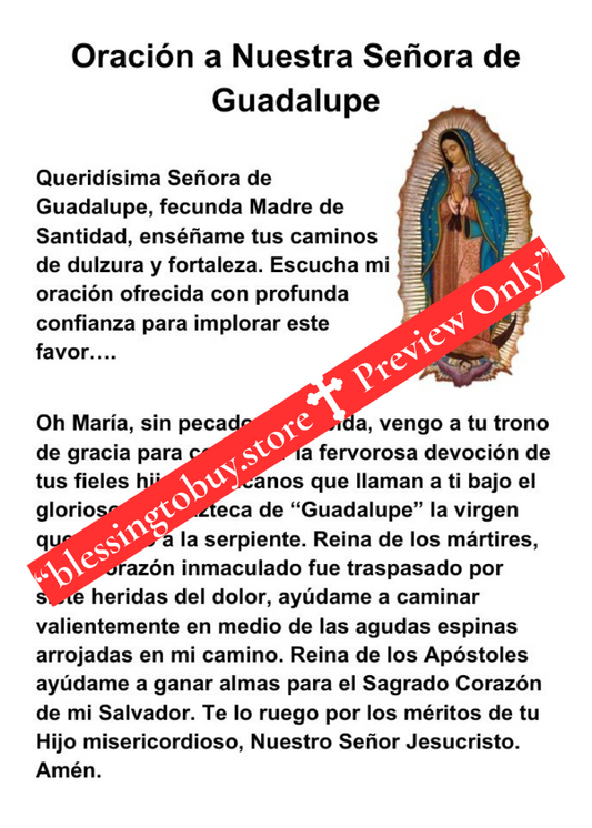 Oración a Nuestra Señora de Guadalupe/ Tarjeta de Oración Imprimible Tamaño Bolsillo (2.5" x 3.5") PDF/Descarga Digital