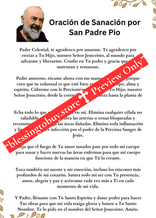 SAN PADRE PIO ORACIÓN DE SANACIÓN MÁS PODEROSA Tamaño de bolsillo (2.5"x3.5") Tarjeta de oración imprimible PDF/Descarga digital