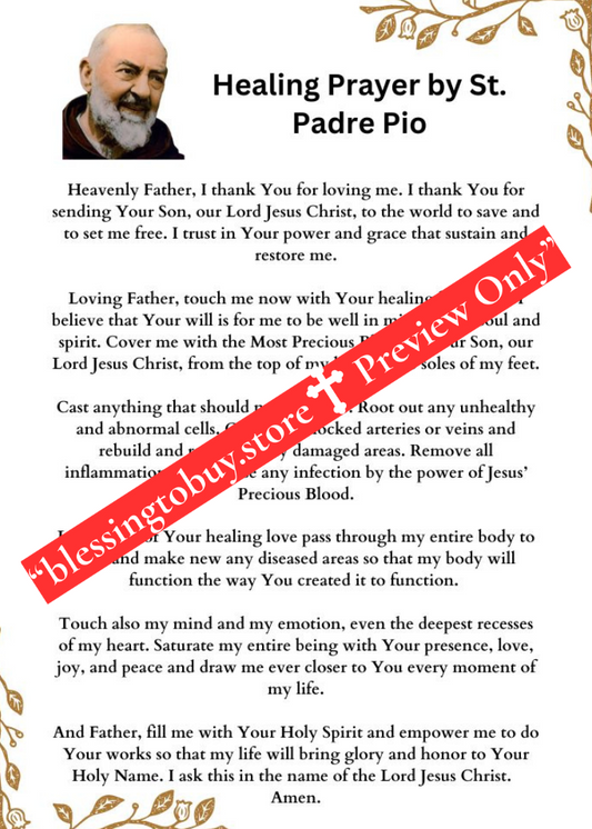 ST. PADRE PIO MOST POWERFUL HEALING PRAYER Pocket Size (2.5"x3.5") Printable Prayer Card PDF/Digital Download