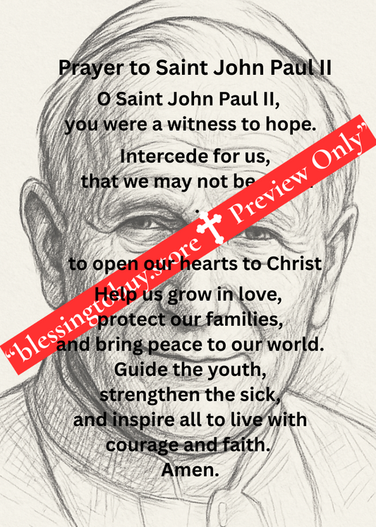 SAINT JOHN PAUL II /Pocket Size (2.5" x 3.5") Printable Prayer Card PDF/Digital Download