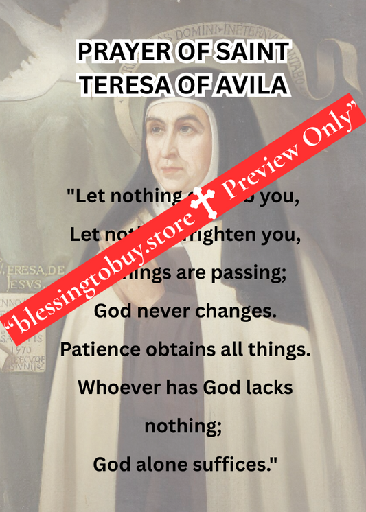 SAINT TERESA OF AVILA PRAYER/Pocket Size (2.5" x 3.5") Printable Prayer Card PDF/Digital Download