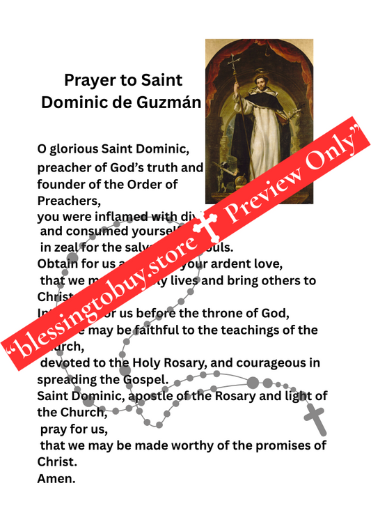 SAINT DOMINIC DE GUZMAN PRAYER/Pocket Size (2.5" x 3.5") Printable Prayer Card PDF/Digital Download
