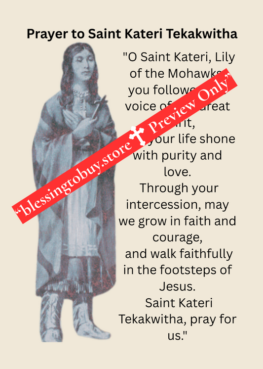 SAINT KATERI TEKAKWITHA /Pocket Size (2.5"S x 3.5") Printable Prayer Card PDF/Digital Download