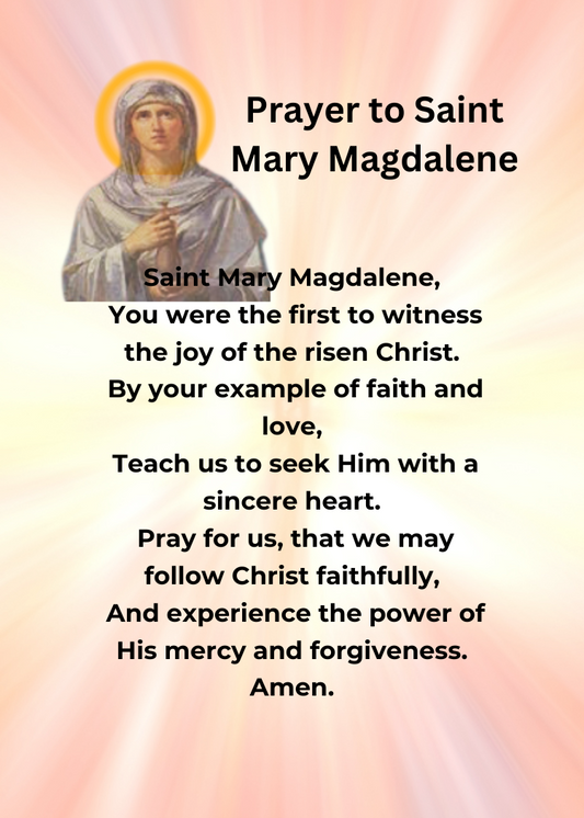SAINT MARY MAGDALENE PRAYER/Pocket Size (2.5" x 3.5") Printable Prayer Card PDF/Digital Download