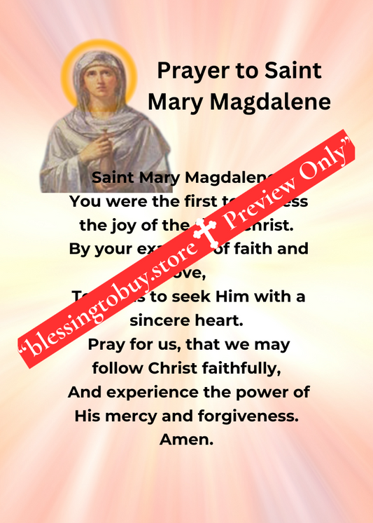 SAINT MARY MAGDALENE PRAYER/Pocket Size (2.5" x 3.5") Printable Prayer Card PDF/Digital Download