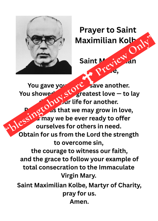 SAINT MAXIMILIAN KOLBE PRAYER/Pocket Size (2.5" x 3.5") Printable Prayer Card PDF/Digital Download