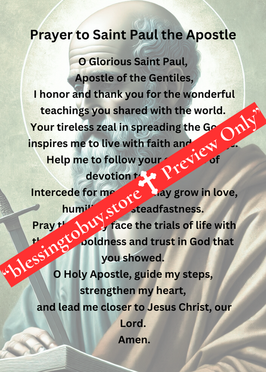 SAINT PAUL PRAYER/Pocket Size (2.5" x 3.5") Printable Prayer Card PDF/Digital Download