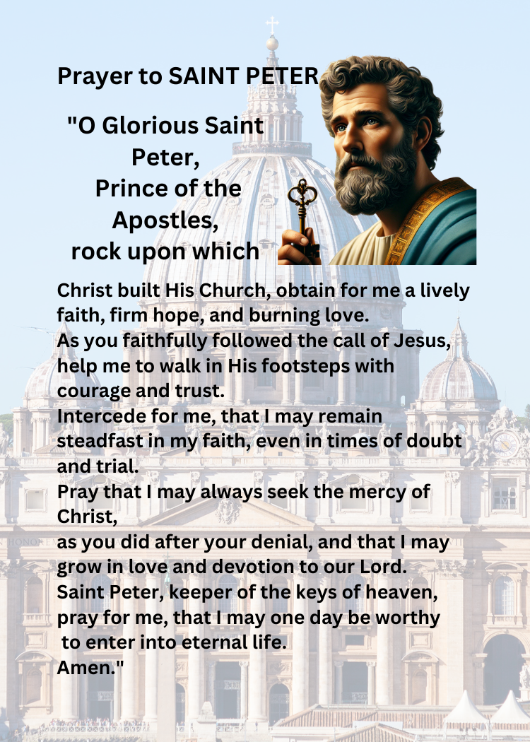 SAINT PETER DIGITAL PRAYER/Pocket Size (2.5" x 3.5") Printable Prayer Card PDF/Digital Download
