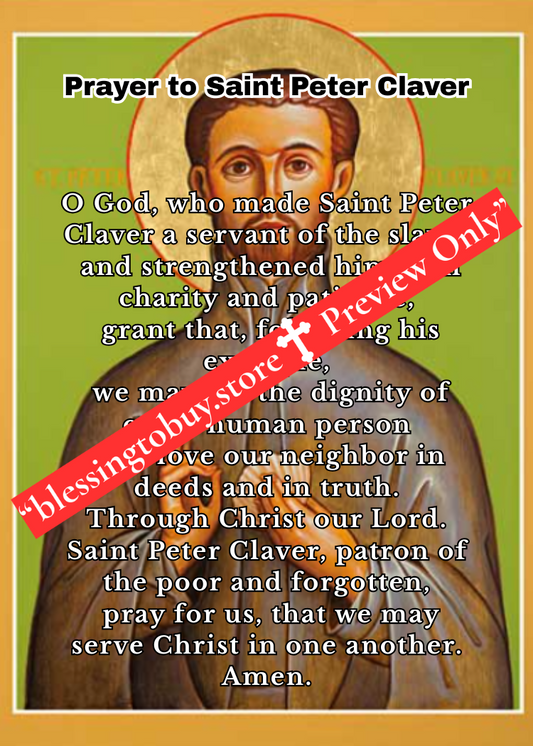 SAINT PETER CLAVER Prayer /Pocket Size (2.5"S x 3.5") Printable Prayer Card PDF/Digital Download