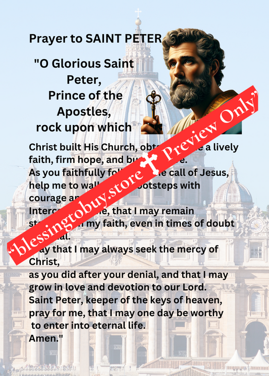 SAINT PETER PRAYER/Pocket Size (2.5" x 3.5") Printable Prayer Card PDF/Digital Download