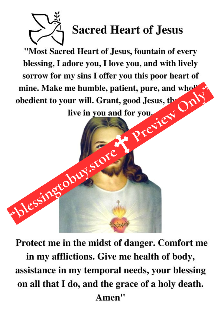 SACRED HEART OF JESUS PRAYER Pocket Size (2.5" x 3.5") Printable Prayer Card PDF/Digital Download