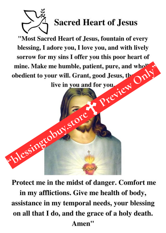 SACRED HEART OF JESUS PRAYER Pocket Size (2.5" x 3.5") Printable Prayer Card PDF/Digital Download
