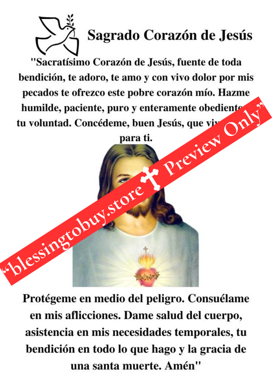 ORACIÓN DEL SAGRADO CORAZÓN DE JESÚS Tamaño de bolsillo (2.5" x 3.5") Tarjeta de oración imprimible PDF/Descarga digital