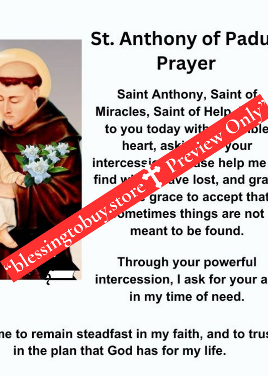 SAINT ANTHONY OF PADUA PRAYER/Pocket Size (2.5" x 3.5") Printable Prayer Card PDF/Digital Download