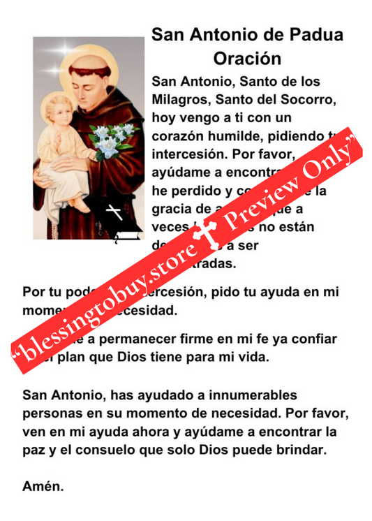 ORACIÓN DE SAN ANTONIO DE PADUA/Tarjeta de Oración Imprimible Tamaño Bolsillo (2.5" x 3.5") PDF/Descarga Digital