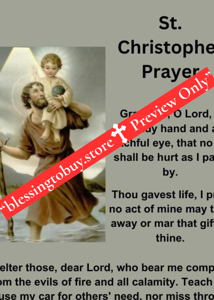 SAINT CHRISTOPHER PRAYER/ Pocket Size (2.5" x 3.5") Printable Prayer Card PDF/Digital Download