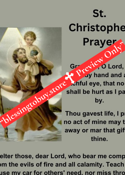 SAINT CHRISTOPHER PRAYER/ Pocket Size (2.5" x 3.5") Printable Prayer Card PDF/Digital Download