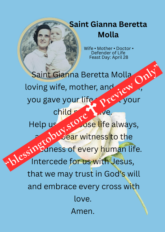SAINT GIANNA BERETTA MOLLA /Pocket Size (2.5" x 3.5") Printable Prayer Card PDF/Digital Download