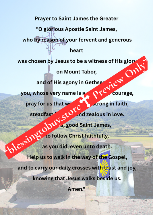 SAINT JAMES THE GREATER PRAYER/Pocket Size (2.5" x 3.5") Printable Prayer Card PDF/Digital Download